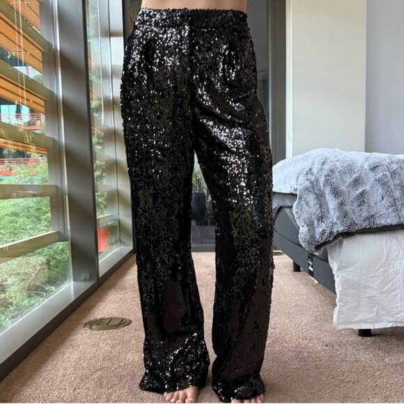 Wayf Pants - Wayf Black Sequin Trousers